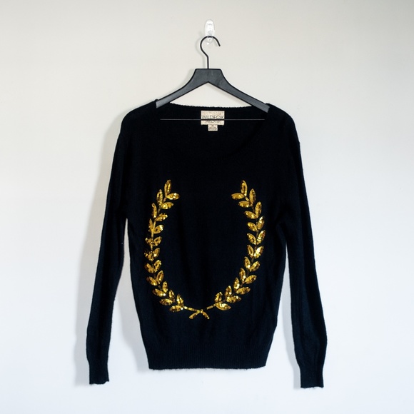 *wildfox* couture white label black sequin sweater - Picture 2 of 8